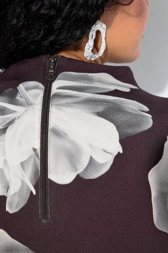 Plus size veliki brojevi Haljina midi 3/4 rukava cvjetnog uzorka za punije