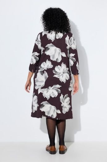 Plus size veliki brojevi Haljina midi 3/4 rukava cvjetnog uzorka za punije